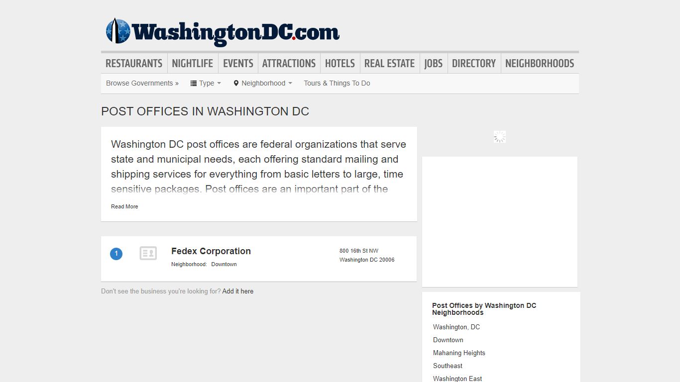 Washington DC Post Offices : The Official Washington DC Guide